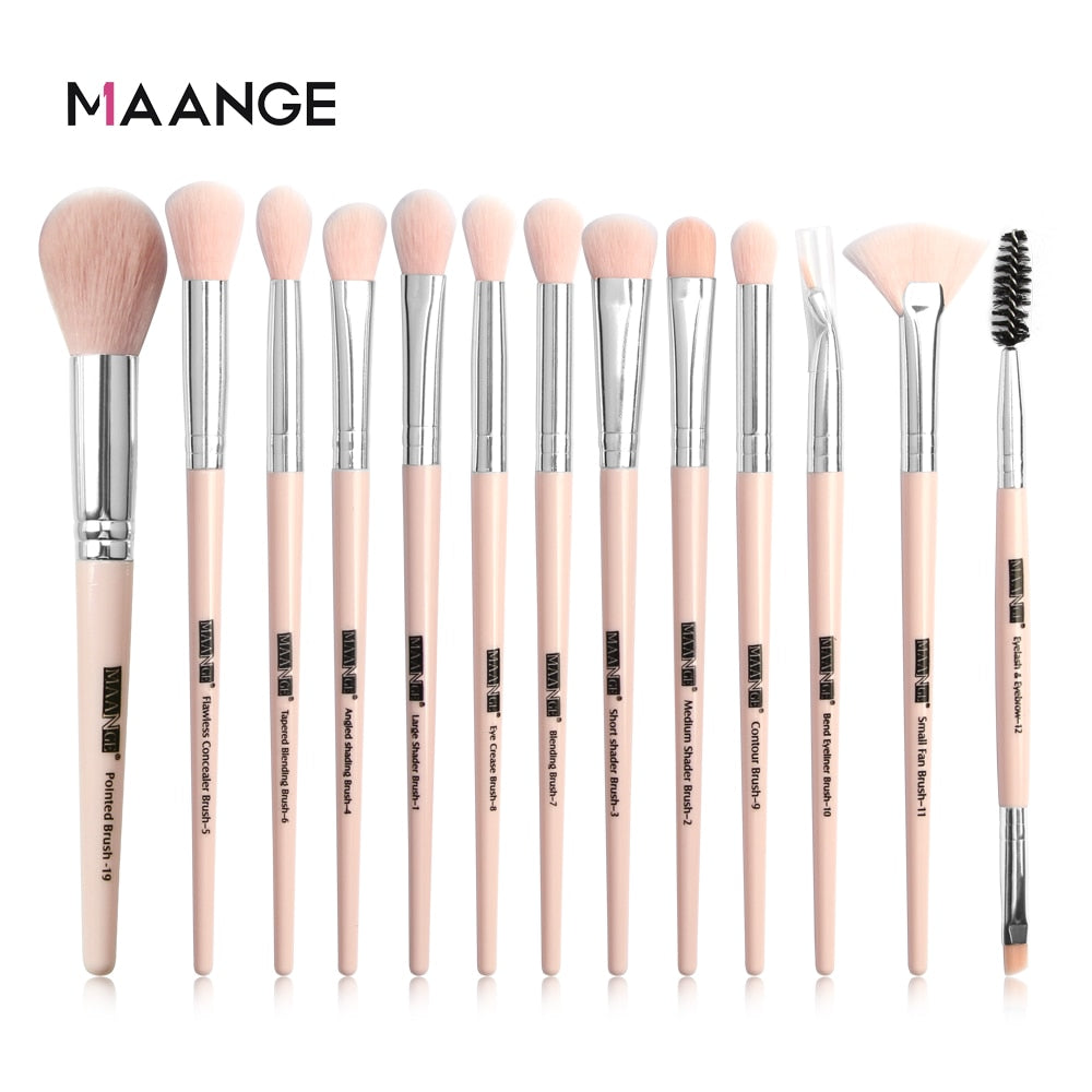 MAANGE Makeup Brushes Pro Pink Brush Set Powder EyeShadow Blending Eyeliner Eyelash Eyebrow Make up Beauty Cosmestic Brushes - Quid Mart