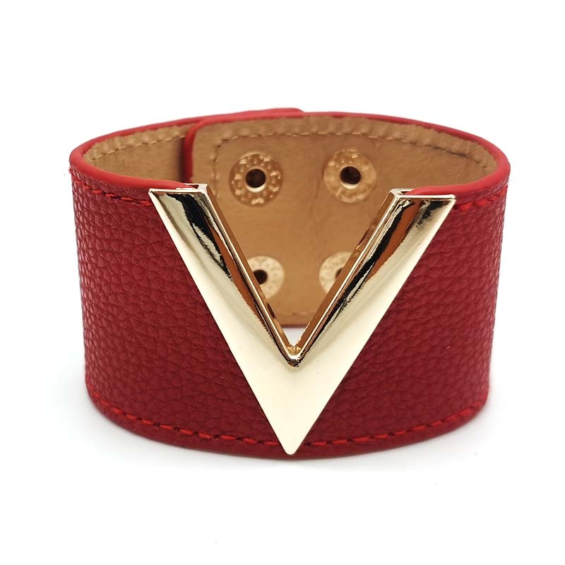 Europe Crack Leather Bracelet For Women Femme All-Match V Word Wide Punk Style Soft Jewellery Cool Wholesale - Quid Mart