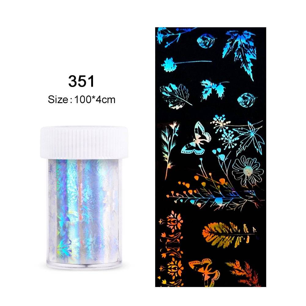 4*100cm/Roll Holographic Nail Foil Flame Dandelion Panda Bamboo Holo Nail Art Transfer Sticker Water Slide Nail Art Decals - Quid Mart