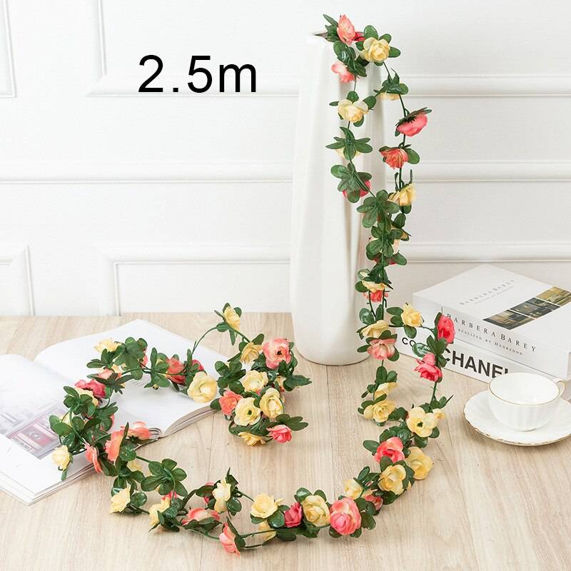 90cm Artificial Vine Plants Hanging Ivy Green Leaves Garland Radish Seaweed Grape Fake Flowers Home Garden Wall Party Decoration - Quid Mart