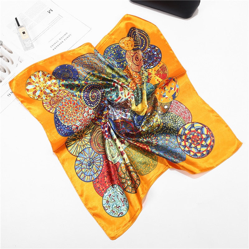 Satin Scarf: Luxury Designer, Retro Paisley Print, Small Bag Wrap for Women - Quid Mart