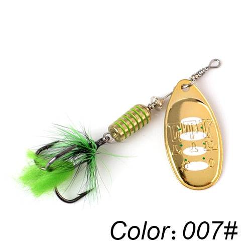 FTK 1pc Spinner Bait 7.5g 12g 17.5g Hard Spoon Bass Lures Metal Fishing Lure With Feather Treble Hooks For Pike Fishing - Quid Mart