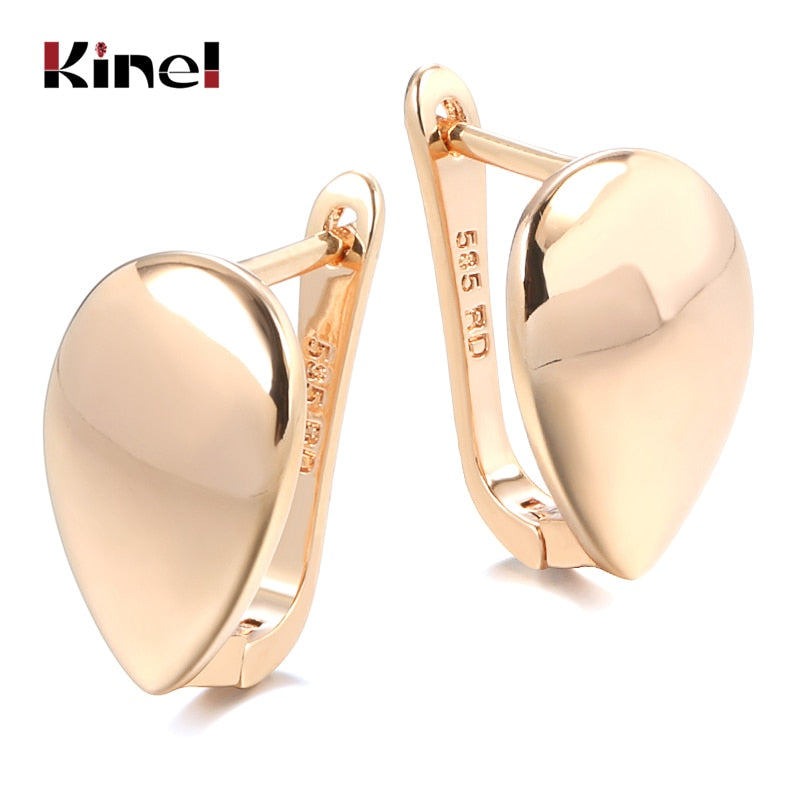 Kinel Hot Fashion Glossy Dangle Earrings 585 Rose Gold Simple Square Earrings For Women High Quality Daily Fine Jewelry - Quid Mart