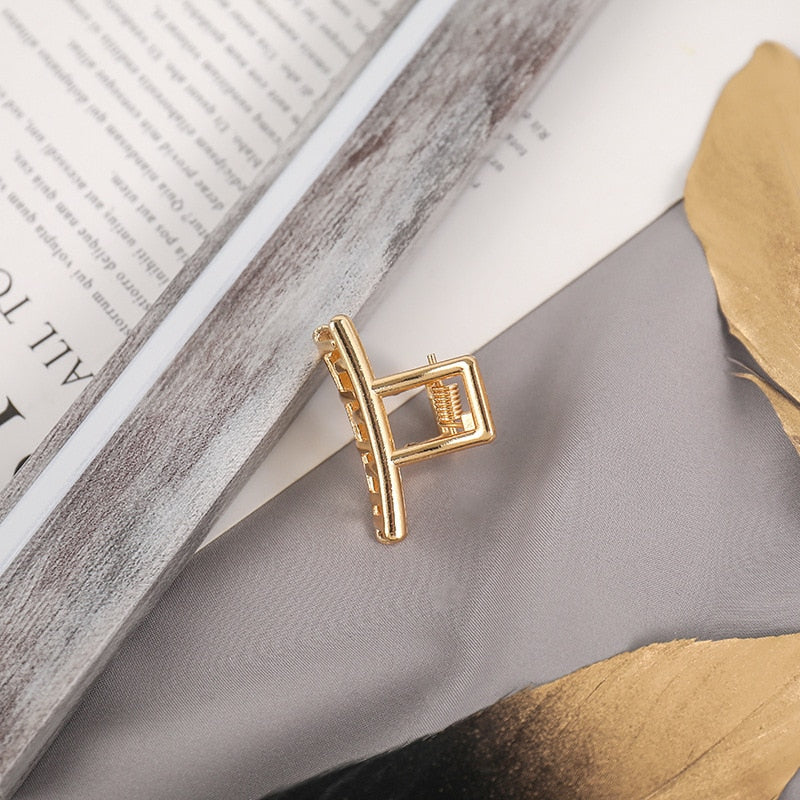 Elegant Geometric Hair Claw: Gold & Silver, Women's Hair Holder Clip - Quid Mart