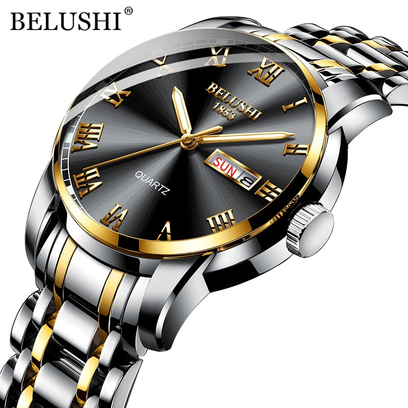 BELUSHI Luxury Men's Quartz Watch - Stainless Steel, Waterproof - Quid Mart