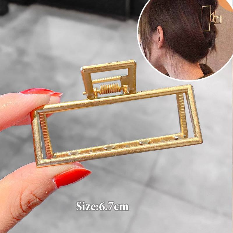 New Fashion Hair Claw Barrettes - Metal Geometric Design - Quid Mart