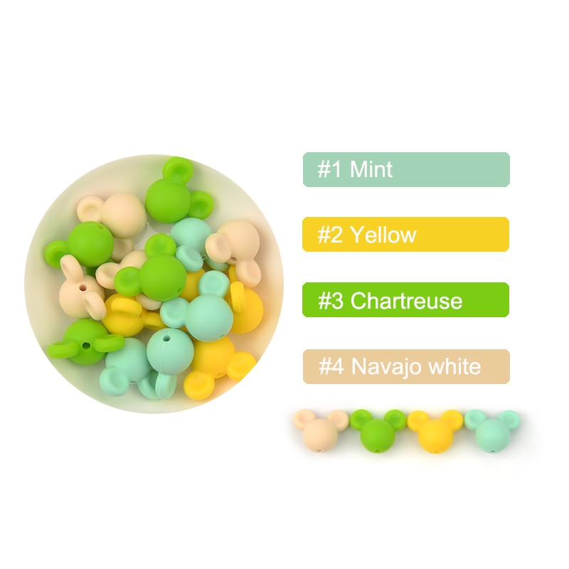 Silicone Beads Teething Beads 10pcs/lot Mouse Baby Teether Food Grade Colorful Chew Necklace Bracelet Bangle Jewelry Making - Quid Mart