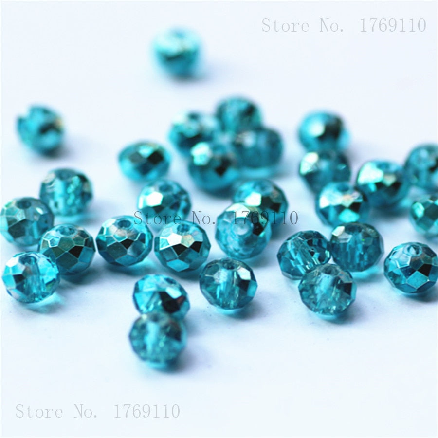 Isywaka Light Blue Colors 4*6mm 50pcs Rondelle  Austria faceted Crystal Glass Beads Loose Spacer Round Beads for Jewelry Making - Quid Mart