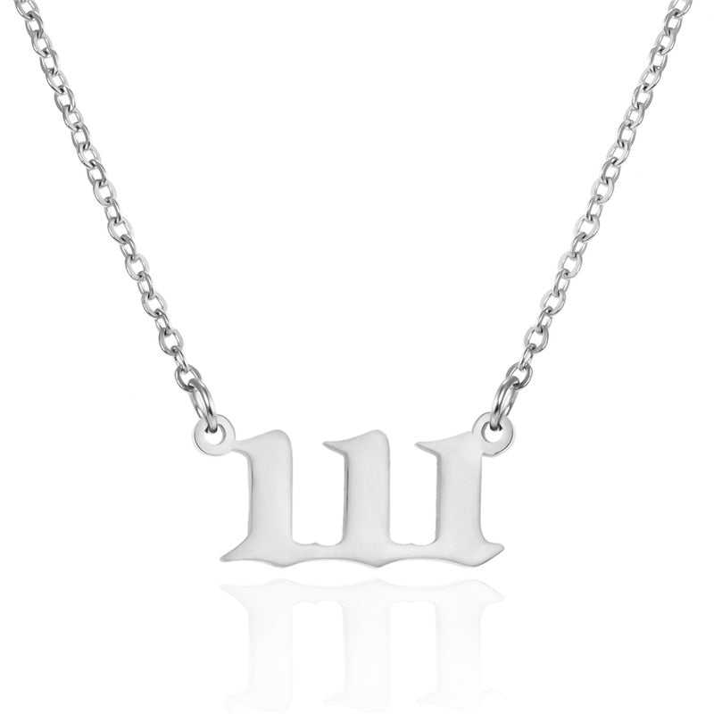 Stainless Steel Angel Number Necklace 111 222 333 444 555 666 777 888 999 For Women Men Lucky Number Chain Necklaces Jewelry - Quid Mart