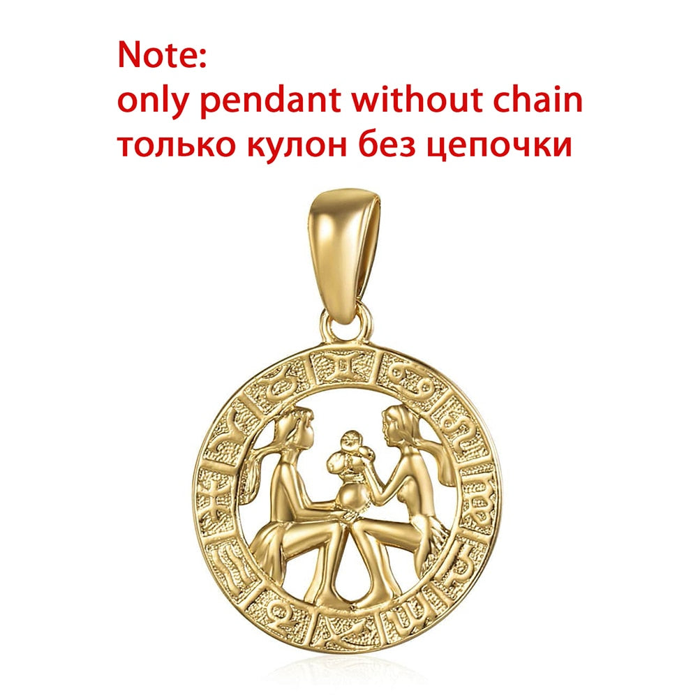 12 Zodiac Sign Constellations Pendants Necklaces For Women Men 585 Rose Gold Color Male Jewelry Fashion Birthday Gifts GPM16 - Quid Mart
