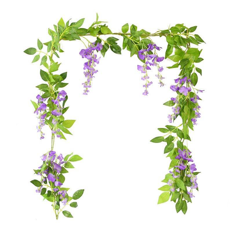 180cm Fake Ivy Wisteria Flowers Artificial Plant Vine Garland for Room Garden Decorations Wedding Arch Baby Shower Floral Decor - Quid Mart