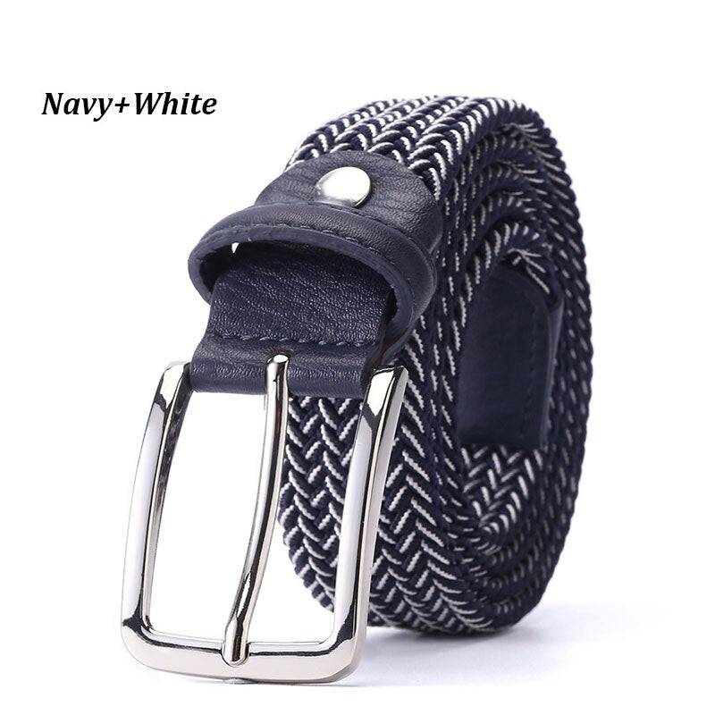 Belt Elastic For Men Leather Top Tip Male Military Tactical Strap Canvas Stretch Braided Waist Belts 1-3/8" Wide Wholesale - Quid Mart