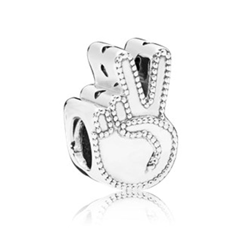 New Silver Color Feather Crown Safety Chain Owl Love Beads Tower Pendant Fit Pandora Charms Bracelets DIY Women Original Jewelry - Quid Mart