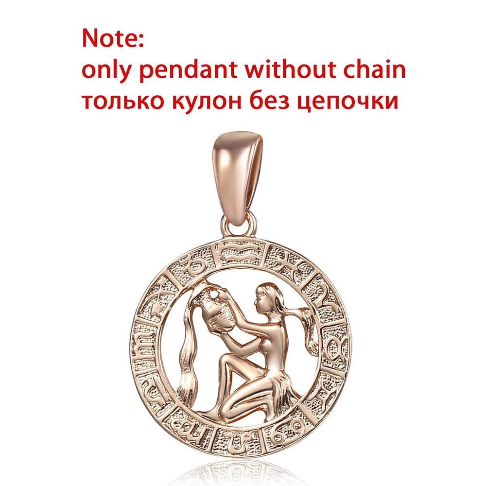 12 Zodiac Sign Constellations Pendants Necklaces For Women Men 585 Rose Gold Color Male Jewelry Fashion Birthday Gifts GPM16 - Quid Mart