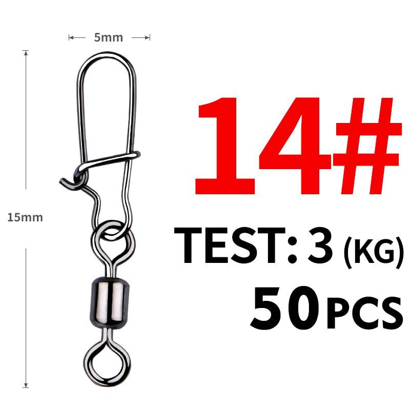 MEREDITH 50PCS Pike Fishing Accessories Connector Pin Bearing Rolling Swivel Stainless Steel Snap Fishhook Lure Swivels Tackle - Quid Mart