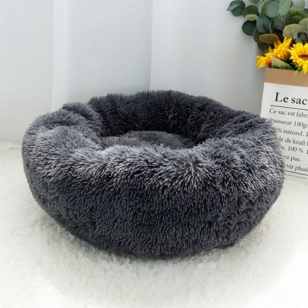 Pet Dog Bed Warm Fleece Round Dog Kennel House Long Plush Winter Pets Dog Beds For Medium Large Dogs Cats Soft Sofa Cushion Mats - Quid Mart