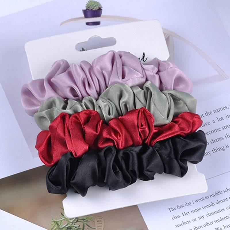 4/6 Pcs Woman Velvet Scrunchies - Fashion Hair Ties, Ponytail Holders - Quid Mart