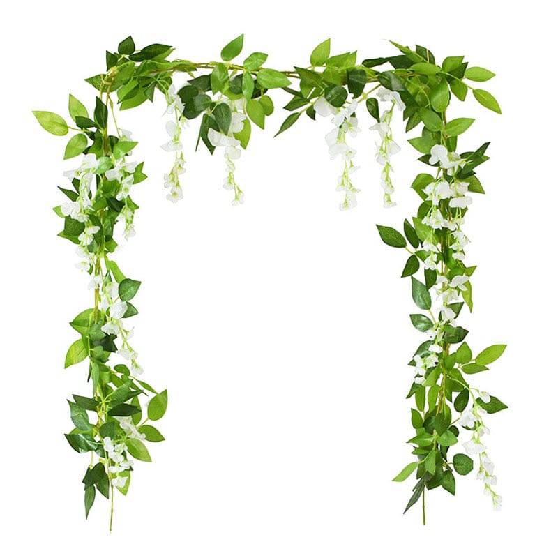 180cm Fake Ivy Wisteria Flowers Artificial Plant Vine Garland for Room Garden Decorations Wedding Arch Baby Shower Floral Decor - Quid Mart