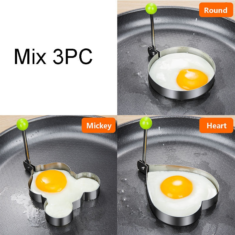 Stainless Steel 5Style Fried Egg Pancake Shaper Omelette Mold Mould Frying Egg Cooking Tools Kitchen Accessories Gadget Rings - Quid Mart