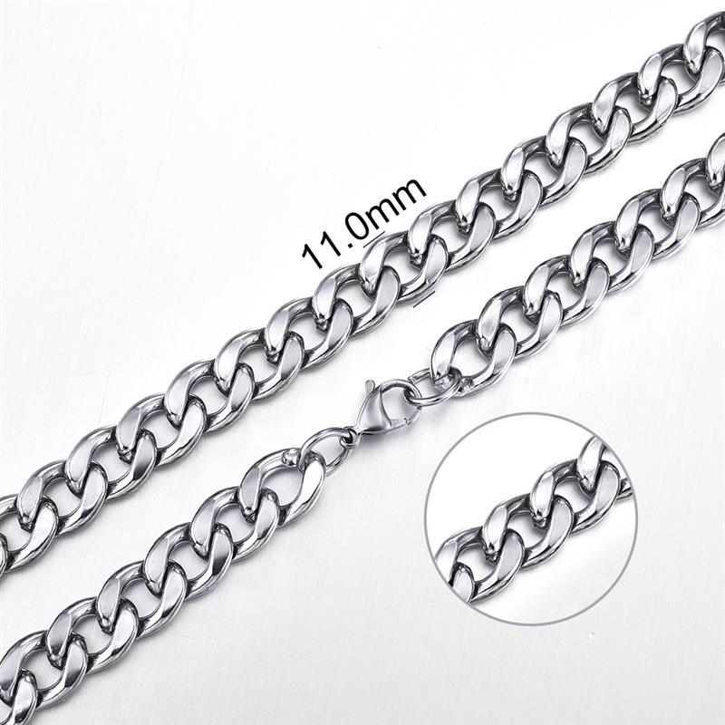 Stainless Steel Chain Necklace for Men Women Curb Cuban Link Chain Gold Color Silver Color Punk Choker Fashion Male Jewelry Gift - Quid Mart
