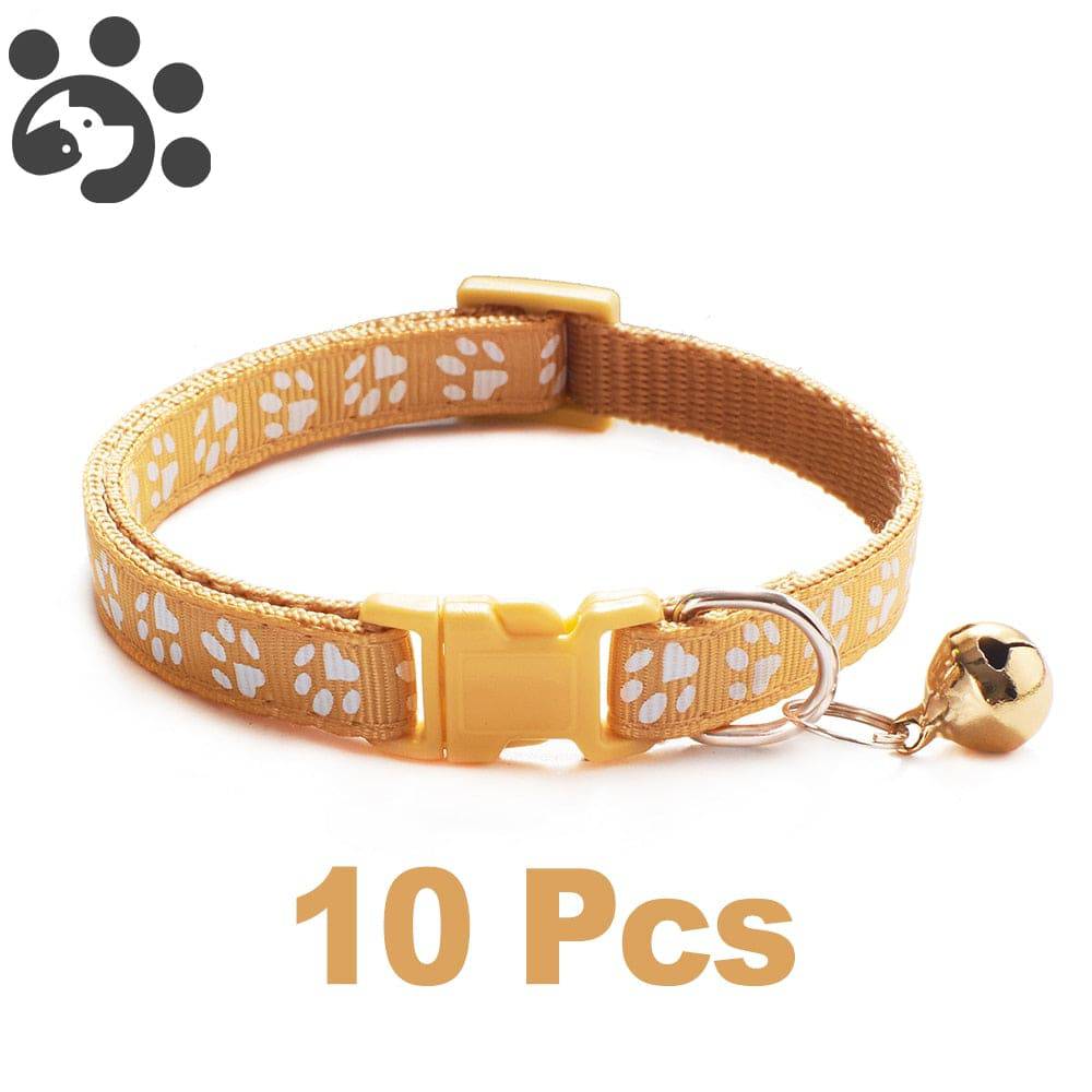 10Pcs Wholesale With Bell Collars Delicate Safety Casual Nylon Dog Collar Neck Strap Fashion Adjustable Bell Pet Cat Dog Collar - Quid Mart