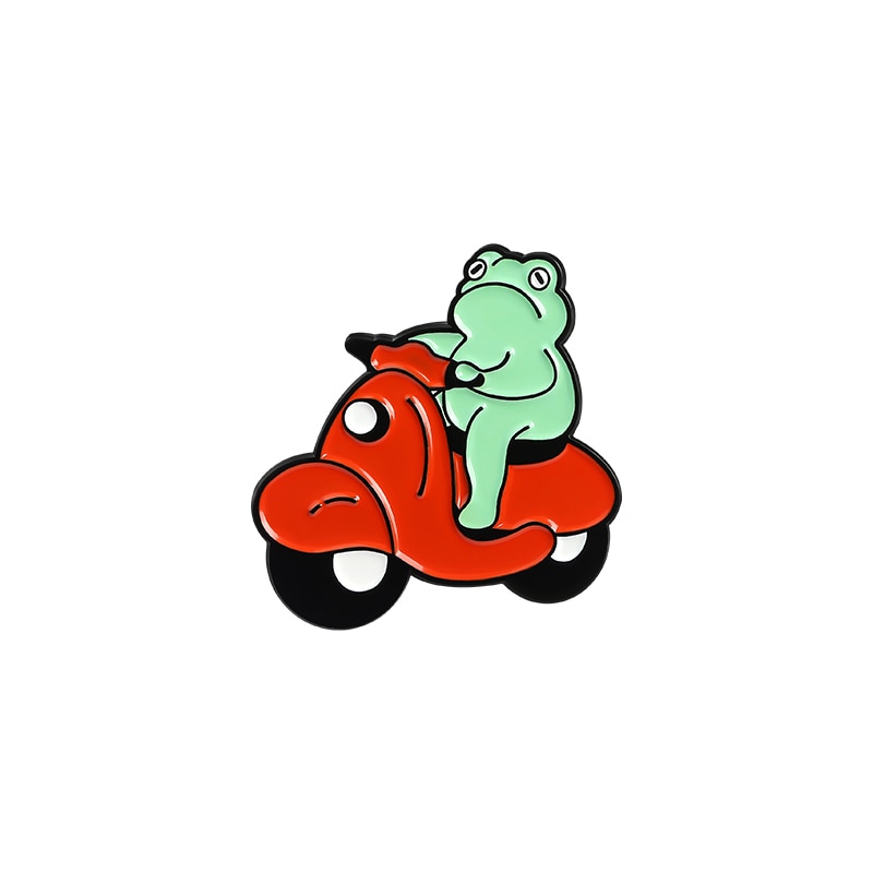 Frog Driver Enamel Pin Small Red Car Brooch Backpack Clothes Lapel Funny Animal Frog Jewelry Gift for Friends Children - Quid Mart