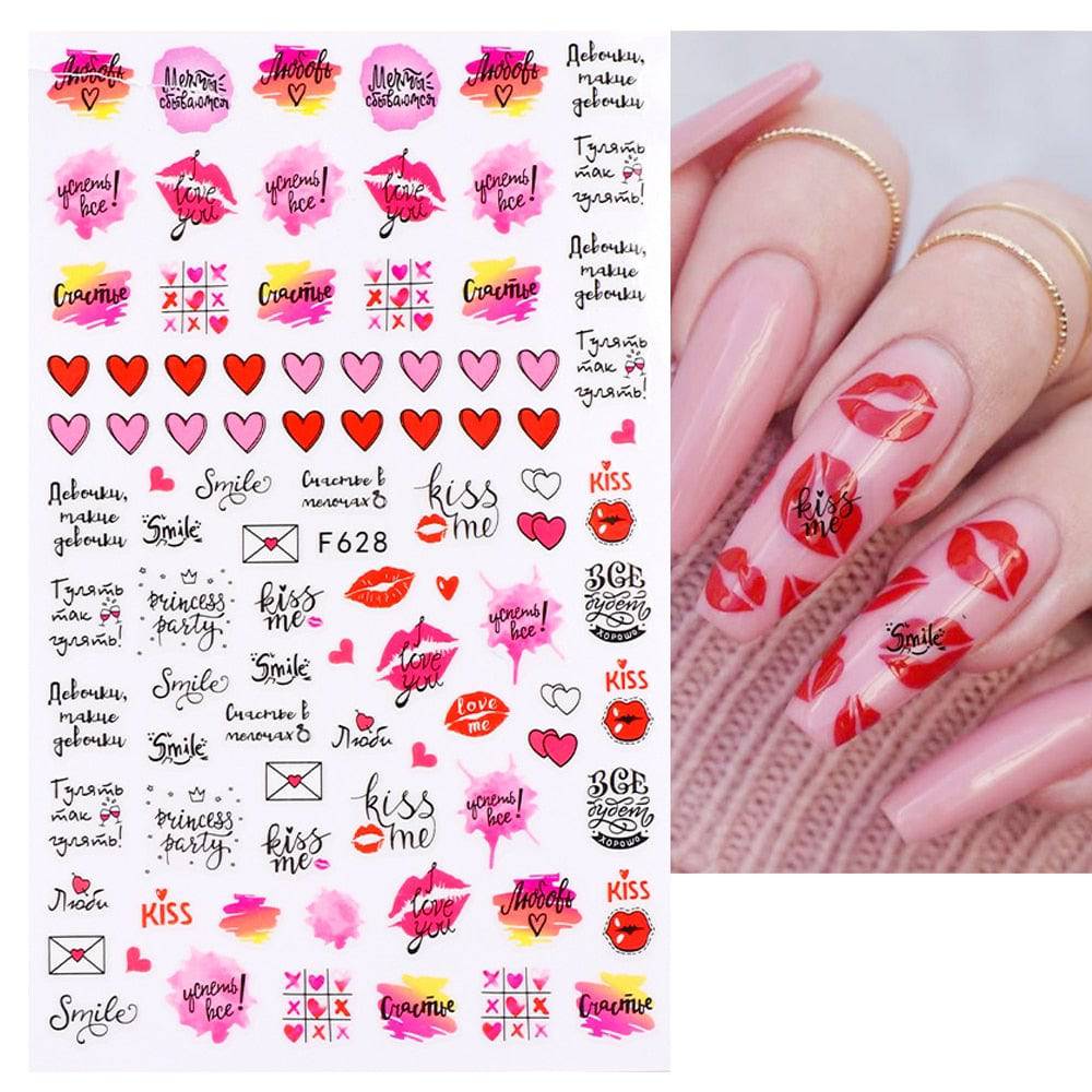 3D Valentine Sticker for Nails Cute Cartoon Lover Sliders for Nail Gang Girl DIY Design Decals Manicure Nail Art Decor GLF106 - Quid Mart