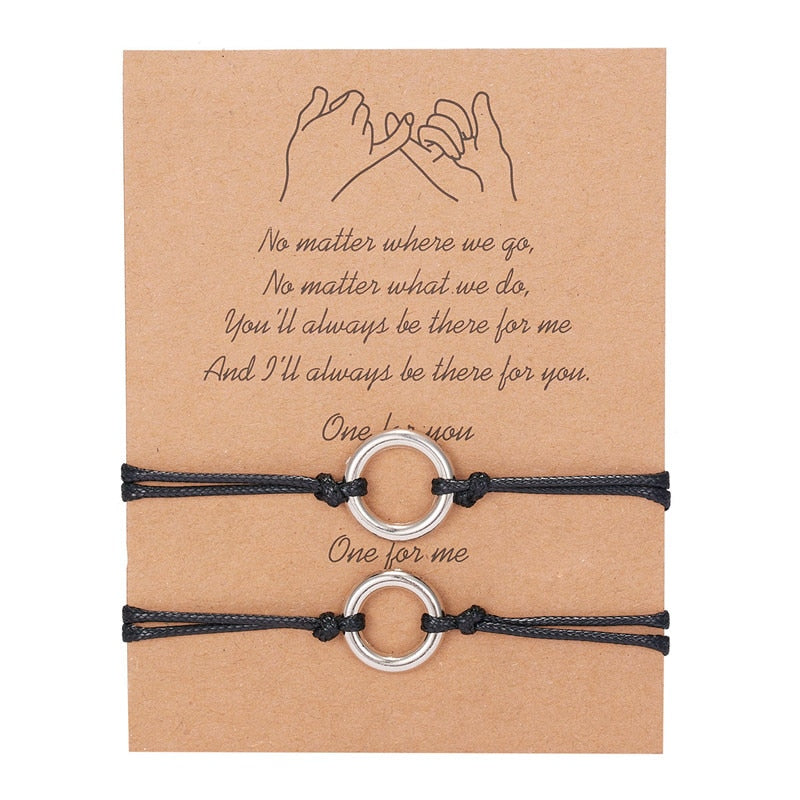 2 PCS/Set Couple Bracelet For Women Lover Sun Moon Star Heart Handmade Braided Rope Charm Friendship Girlfriend Jewelry Gift - Quid Mart