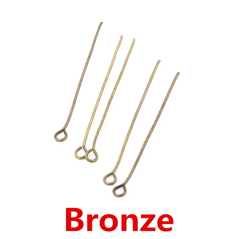 200pcs/bag 16 20 25 30 35 40 45 50mm Eye Head Pins Classic 7 colors Plated Eye Pins For Jewelry Findings Making DIY Supplies - Quid Mart