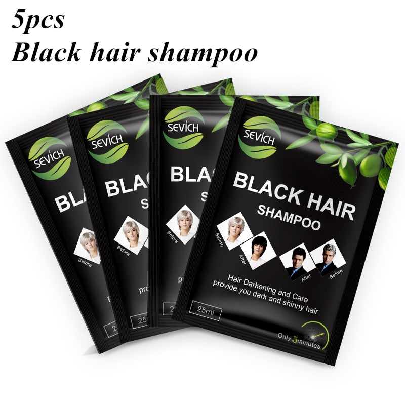 Sevich 10 pcs/lot Instant Black Hair Shampoo Make Grey and White Hair Darkening Shinny in 5 Minutes Make Up Hair Color Shampoo - Quid Mart