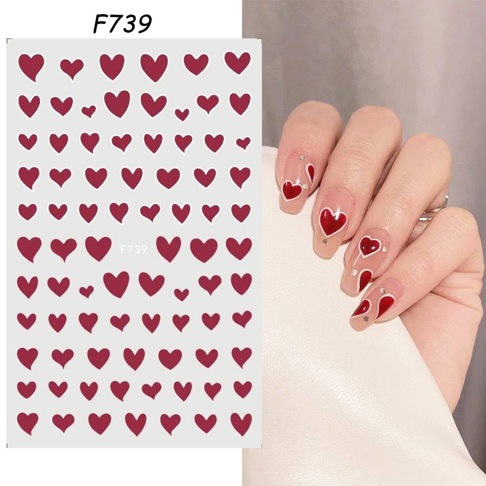 1pcs 3D Nail Sticker Black Heart Love Self-Adhesive Slider Letters Nail Art Decorations Stars Decals Manicure Accessories GLF740 - Quid Mart