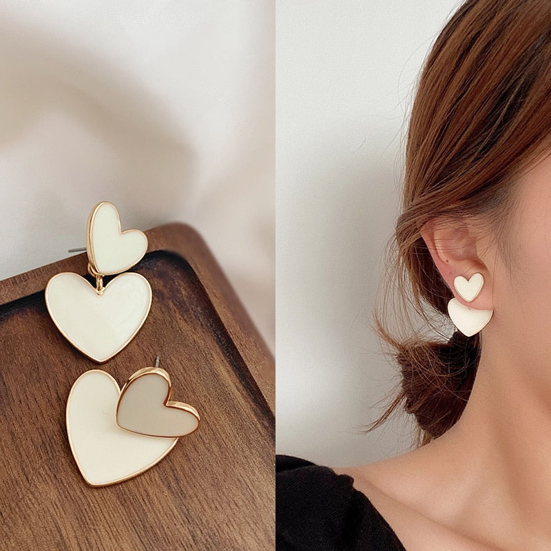 Sweet Acrylic Heart Stud Earrings Delicate Gold Color Cute Mini Ear Studs Trendy Ear Nails For Women Girls Wedding Jewelry Gift - Quid Mart