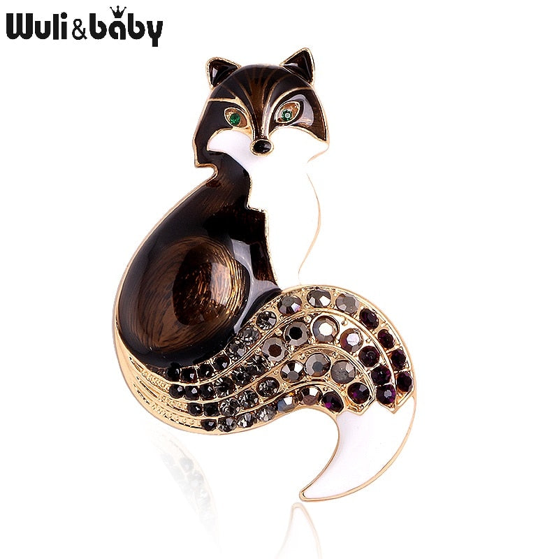 Wuli&amp;baby Rhinestone Enamel Fox Brooches For Women Animal Party Causal Brooch Pins Gifts - Quid Mart