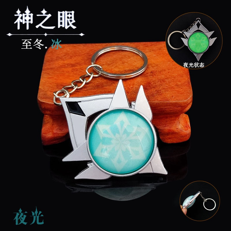 Game Genshin Impact Vision Lnazuma Ganyu Keqing Wendi Xiao Keychain Luminous 7 Element Weapons Eye Of Original God Toy KeyRing - Quid Mart