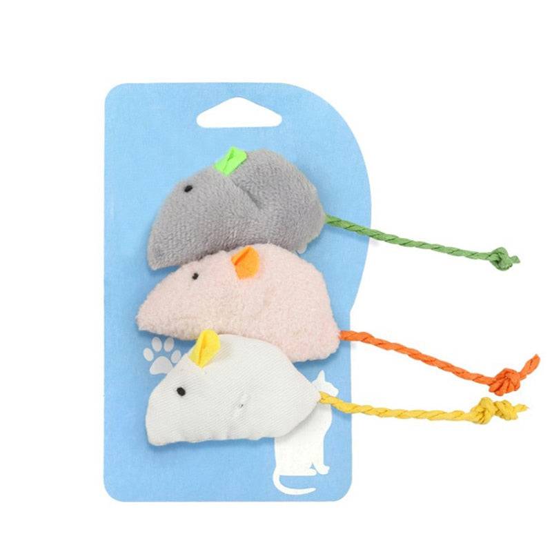 3pcs New Plush Simulation Mouse Cat Toy Plush Mouse Cat Scratch Bite Resistance Interactive Mouse Toy Playing Toy For Cat Kitten - Quid Mart