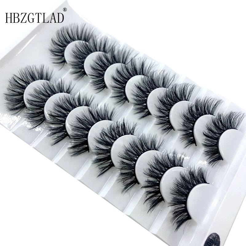 HBZGTLAD New 7/8 pairs 15-25mm natural 3D false eyelashes fake lashes makeup kit Mink Lashes extension mink eyelashes maquiagem - Quid Mart