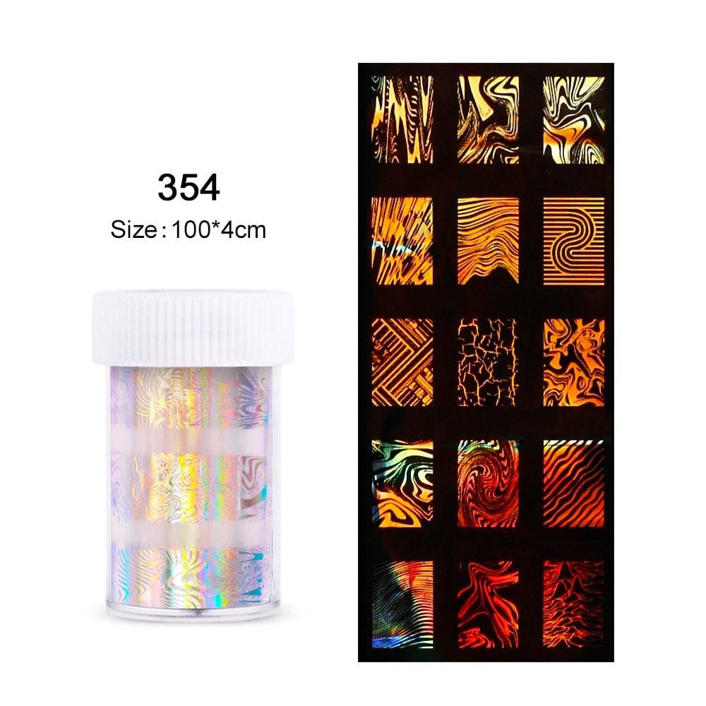 4*100cm/Roll Holographic Nail Foil Flame Dandelion Panda Bamboo Holo Nail Art Transfer Sticker Water Slide Nail Art Decals - Quid Mart
