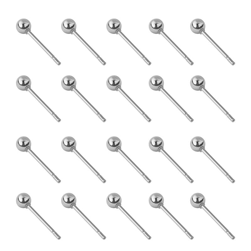 20pcs Stainless Steel Dia 4/5/6/8/10mm Stud Earrings Back Plug Ear Pins Ball Needles for DIY Jewelry Making Findings - Quid Mart