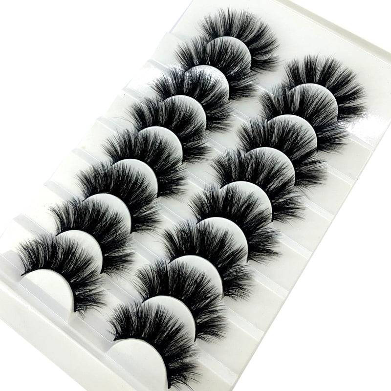 HBZGTLAD New 7/8 pairs 15-25mm natural 3D false eyelashes fake lashes makeup kit Mink Lashes extension mink eyelashes maquiagem - Quid Mart