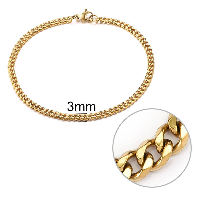 Jiayiqi 3-11 mm Men Chain Bracelet Stainless Steel Curb Cuban Link Chain Bangle for Male Women Hiphop Trendy Wrist Jewelry Gift - Quid Mart