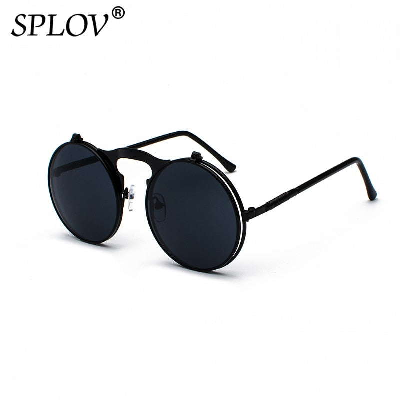 SPLOV Vintage Flip Sunglasses: Retro Round Metal Frame for Men and Women - Quid Mart