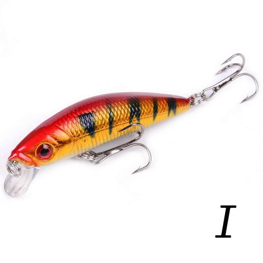 Aorace Minnow Fishing Lure 70mm 8g 3D Eyes Crankbait wobbler Artificial Plastic Hard Bait Fishing Tackle - Quid Mart