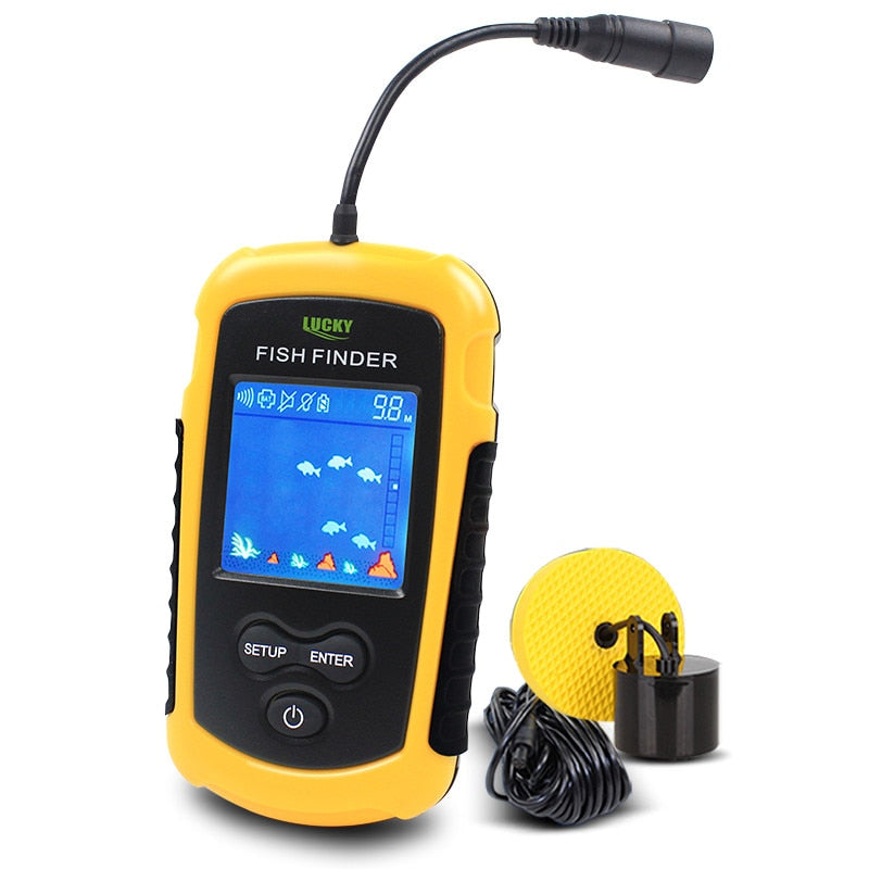 FFC1108-1 Alarm 100M Portable Sonar Fish Finders 45 degrees Sonar Coverage Echo Sounder Alarm Transducer Lake Sea Fishing - Quid Mart