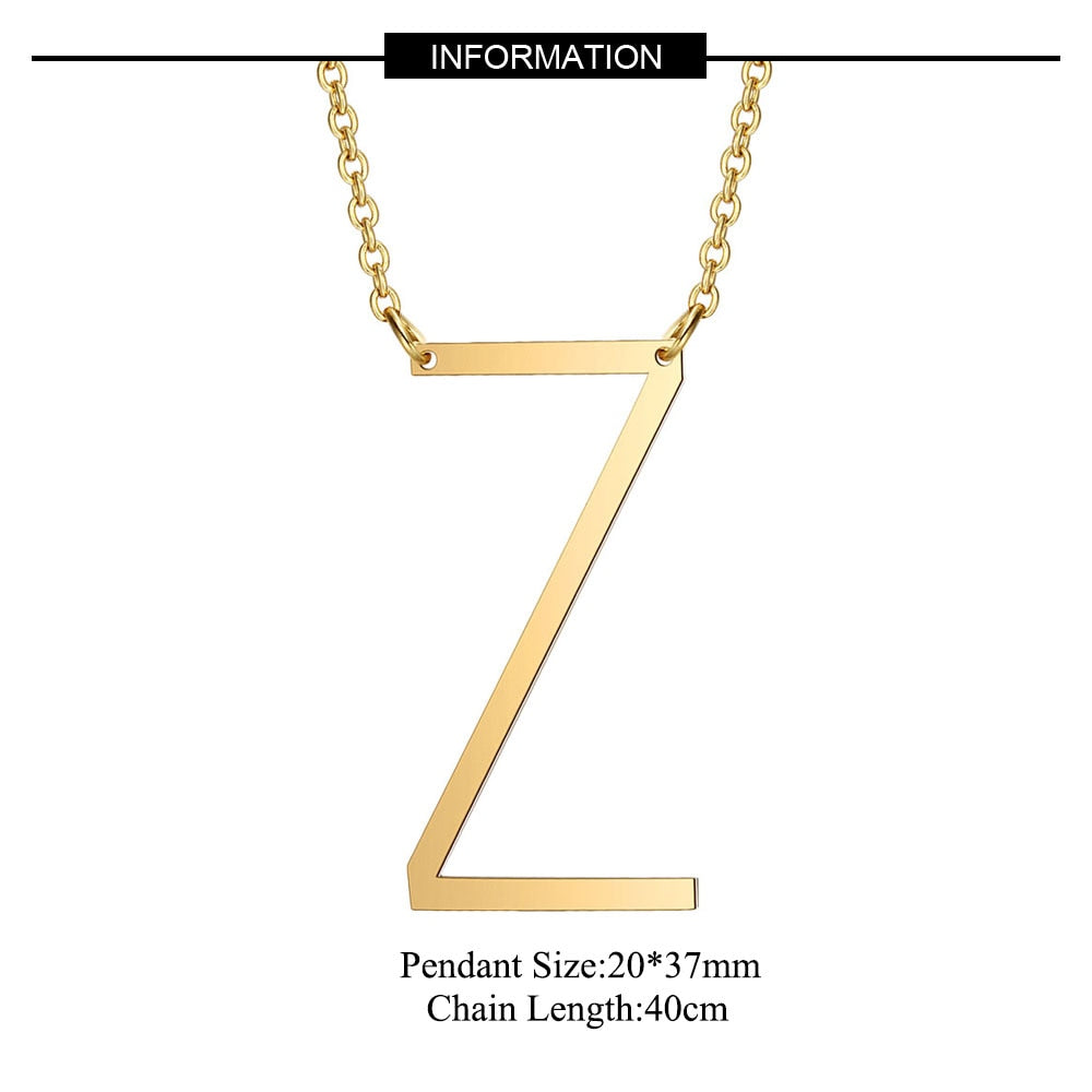 Large Initial Necklace 100% Stainless Steel Jewelry Big Letter Necklace A-Z Gold Color Necklace Monogram Necklace Gifts - Quid Mart