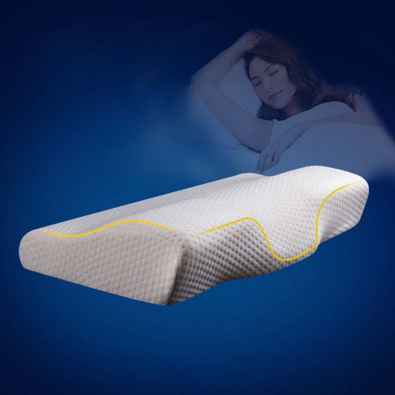 Memory Foam Bedding Pillow Neck protection Slow Rebound Memory Foam Butterfly Shaped Pillow Health Cervical Neck size in 50*30CM - Quid Mart