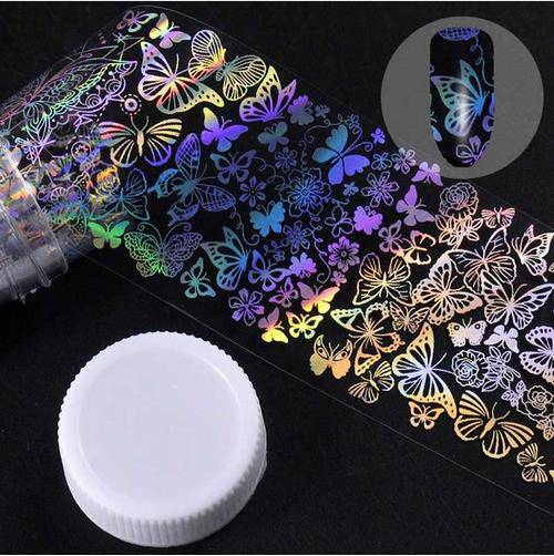 4*100cm/Roll Holographic Nail Foil Flame Dandelion Panda Bamboo Holo Nail Art Transfer Sticker Water Slide Nail Art Decals - Quid Mart