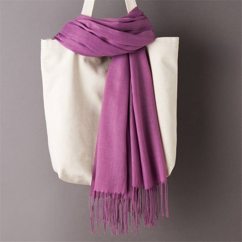 Winter Women's Cashmere Scarf: 2023 Fashion, Solid, Long Hijab, Shawl - Quid Mart