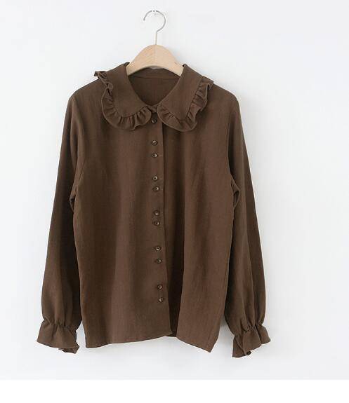 Hot Korean Fashion: Basic Shirts, Flare Sleeve, Peter Pan Collar - Quid Mart