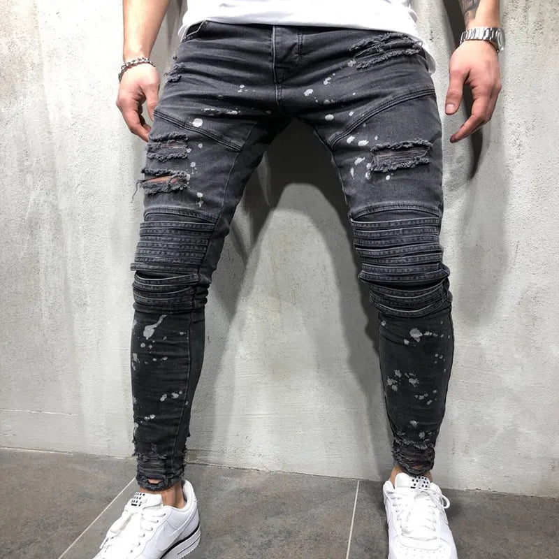 2023 Men's Hole Fashion Jeans Plus Size Straight Jeans