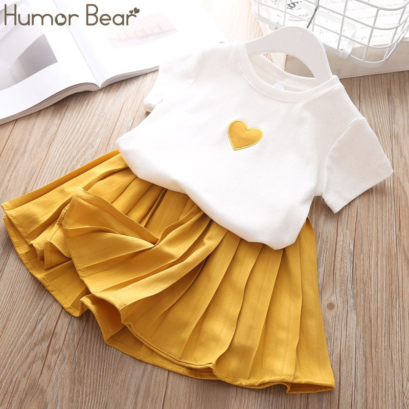 Humor Bear Summer Girls Dot Bow T-shirt & Shorts Set - Quid Mart